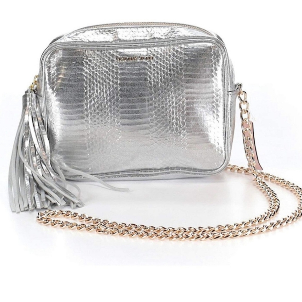 Victoria Secret Silver Metallic Crossbody Purse